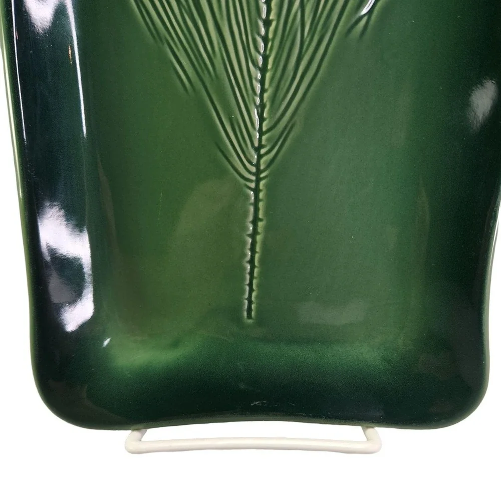 Kay Wayne Platter Mt Vernon Green Pine Sprig Stoneware Serving Tray Oven READ